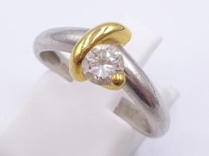 Pt900/K18 ダイヤ 0.30ct リング 3.9g
